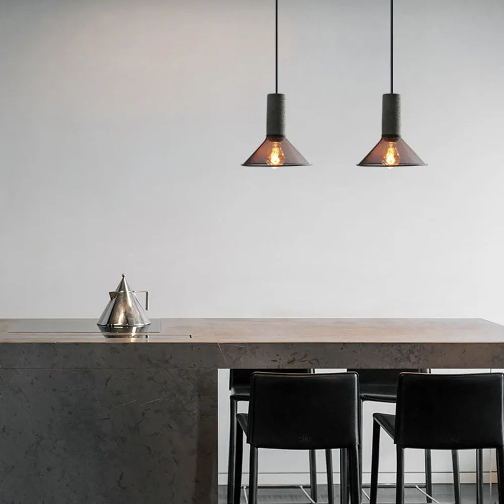 Xenith Industrial Cylindrical Pendant Light, Cement/Metal