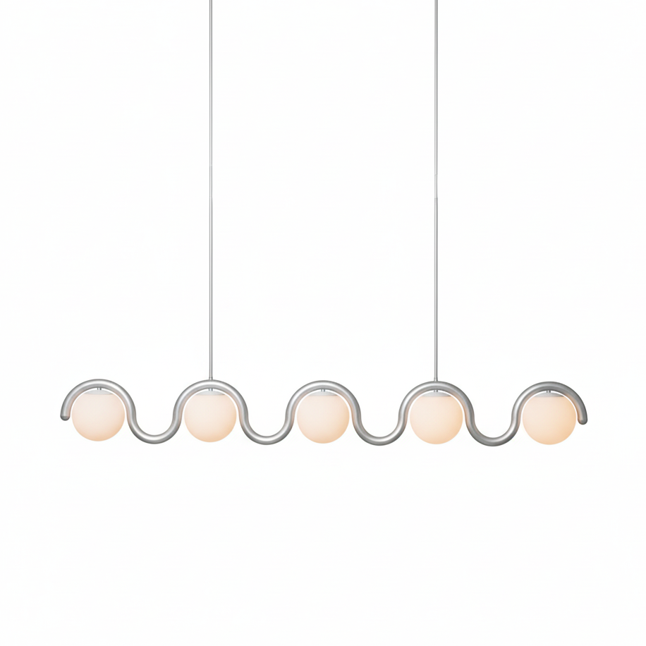 Chandelier Linéaire Uveta Rouge et Argent