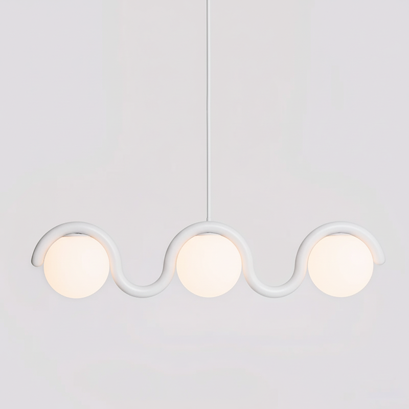 Chandelier Linéaire Uveta Rouge et Argent