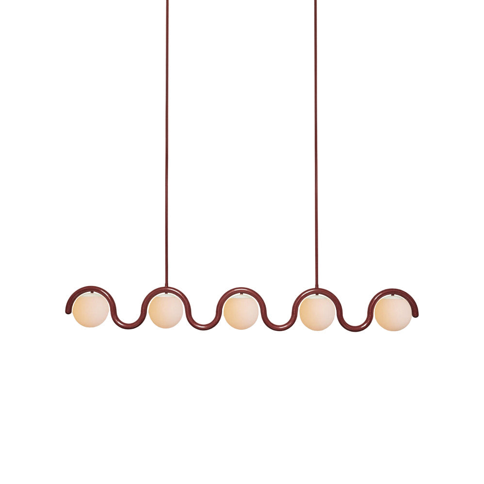 Chandelier Linéaire Uveta Rouge et Argent