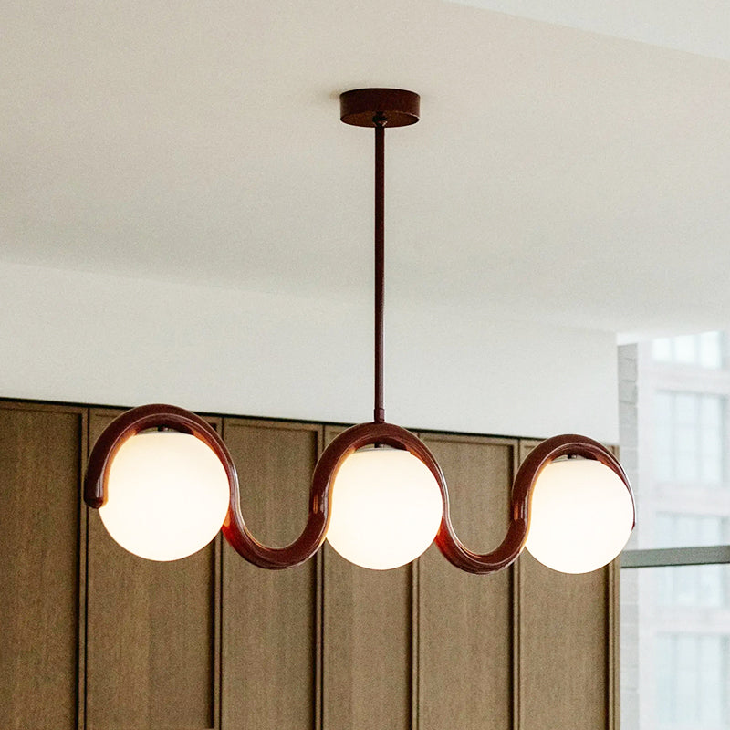 Chandelier Linéaire Uveta Rouge et Argent