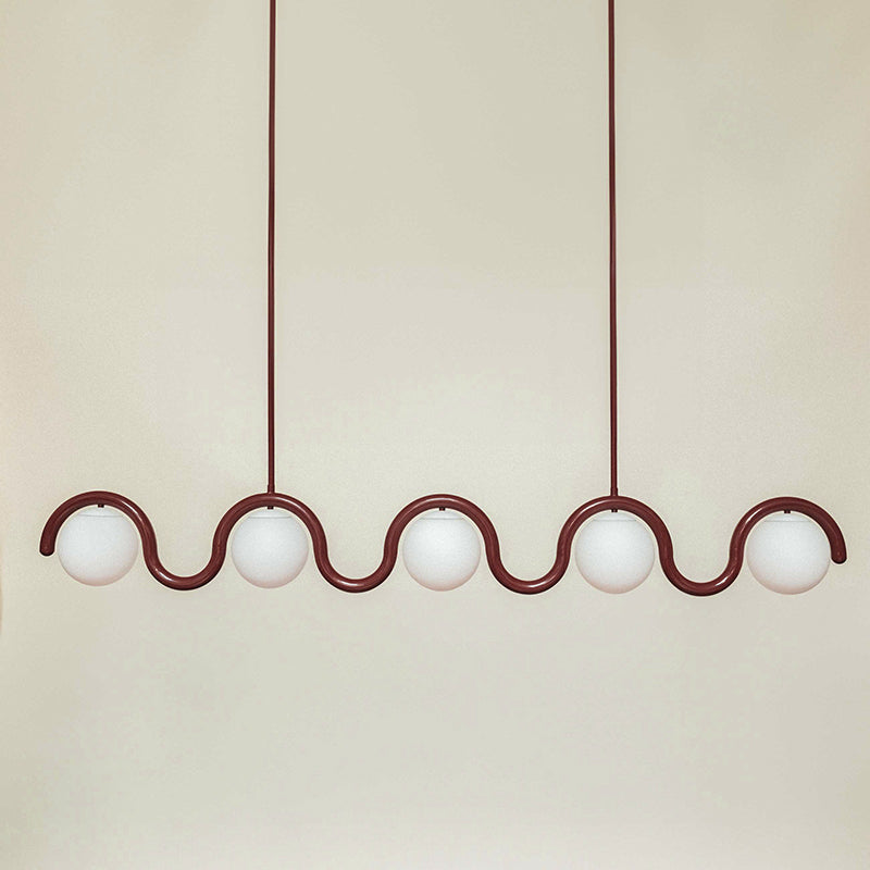 Chandelier Linéaire Uveta Rouge et Argent