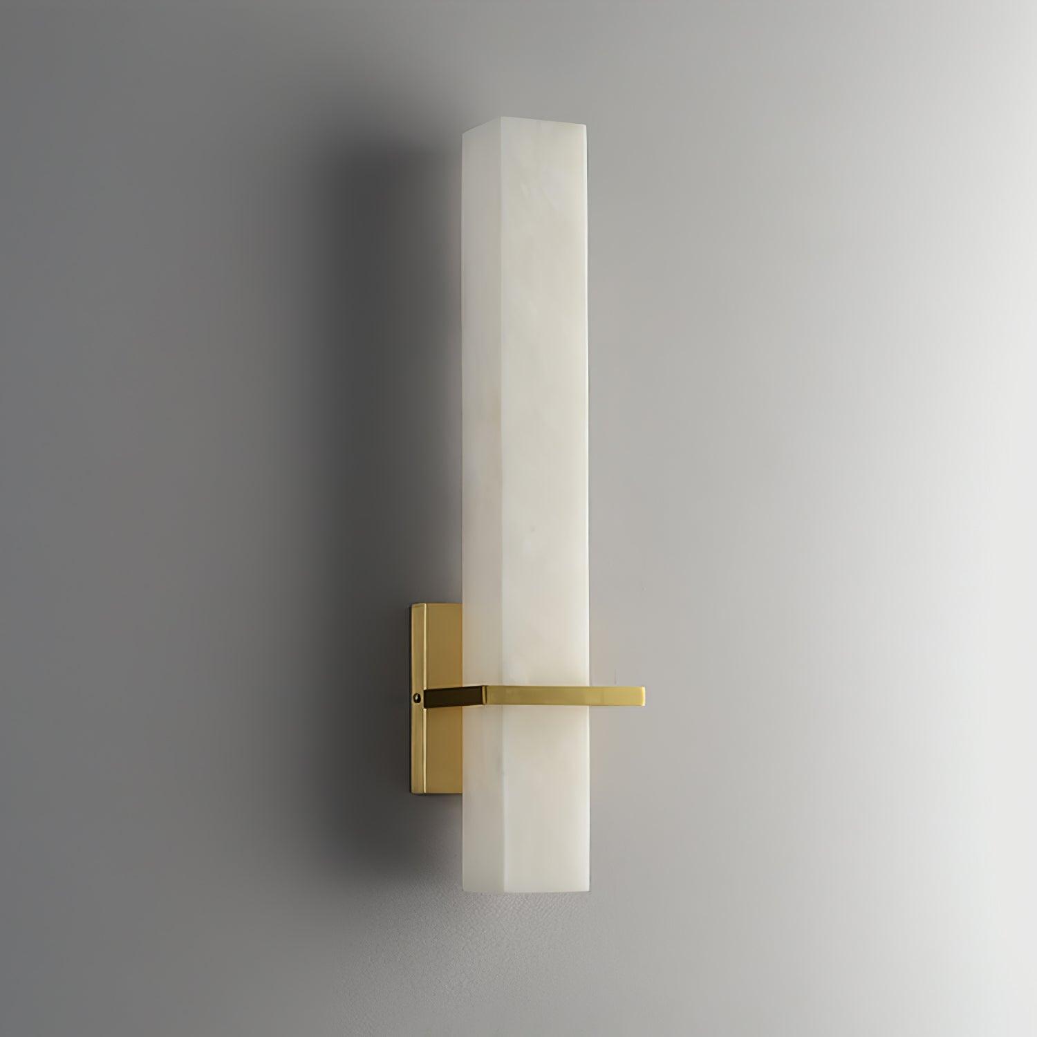 Ritta Wall Lamp White Alabaster Brass Modern Cuboid