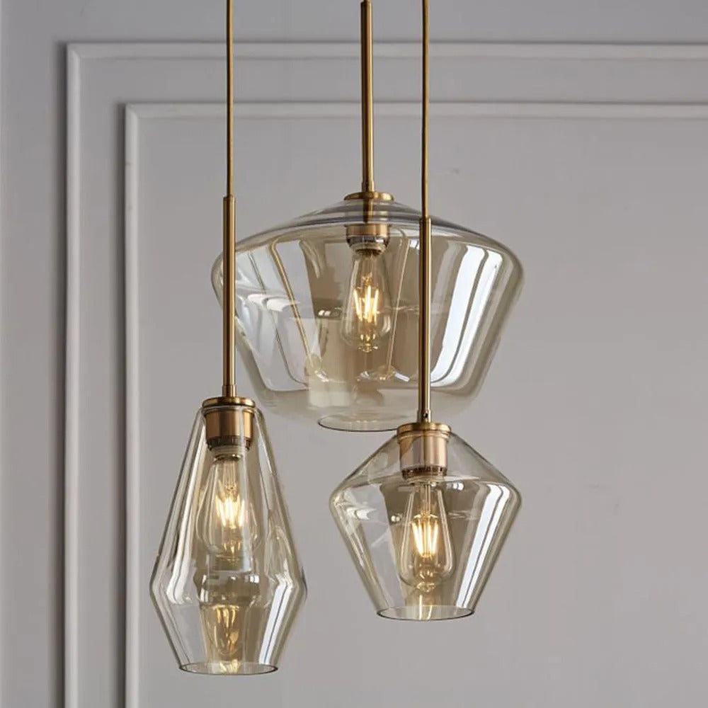 June Pendant Light Glass, Clear/Amber Diamond shape