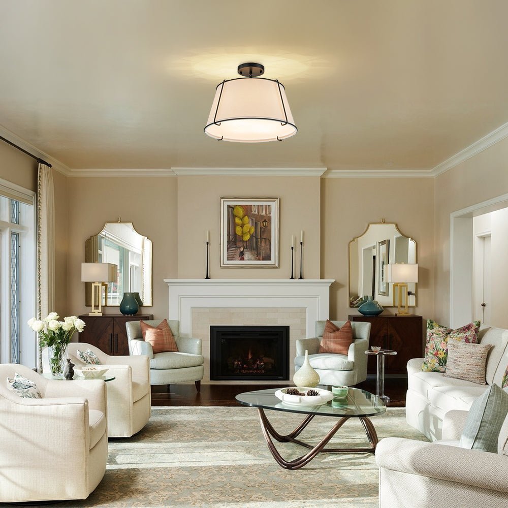 Lumière de Plafond Semi-Flush en Lin Vesina