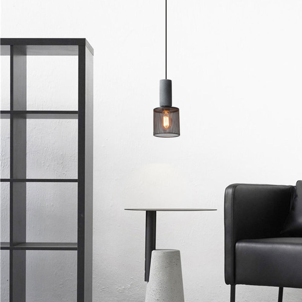 Xenith Industrial Cylindrical Pendant Light, Cement/Metal