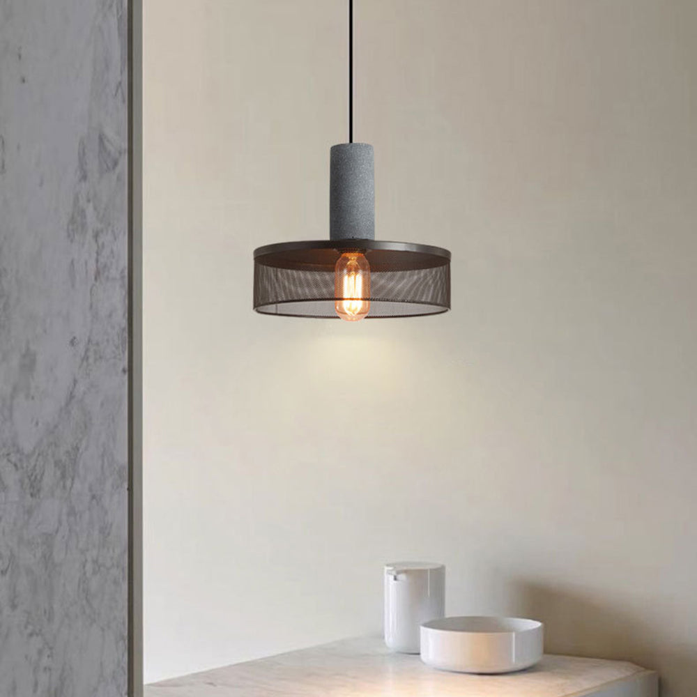 Xenith Industrial Cylindrical Pendant Light, Cement/Metal