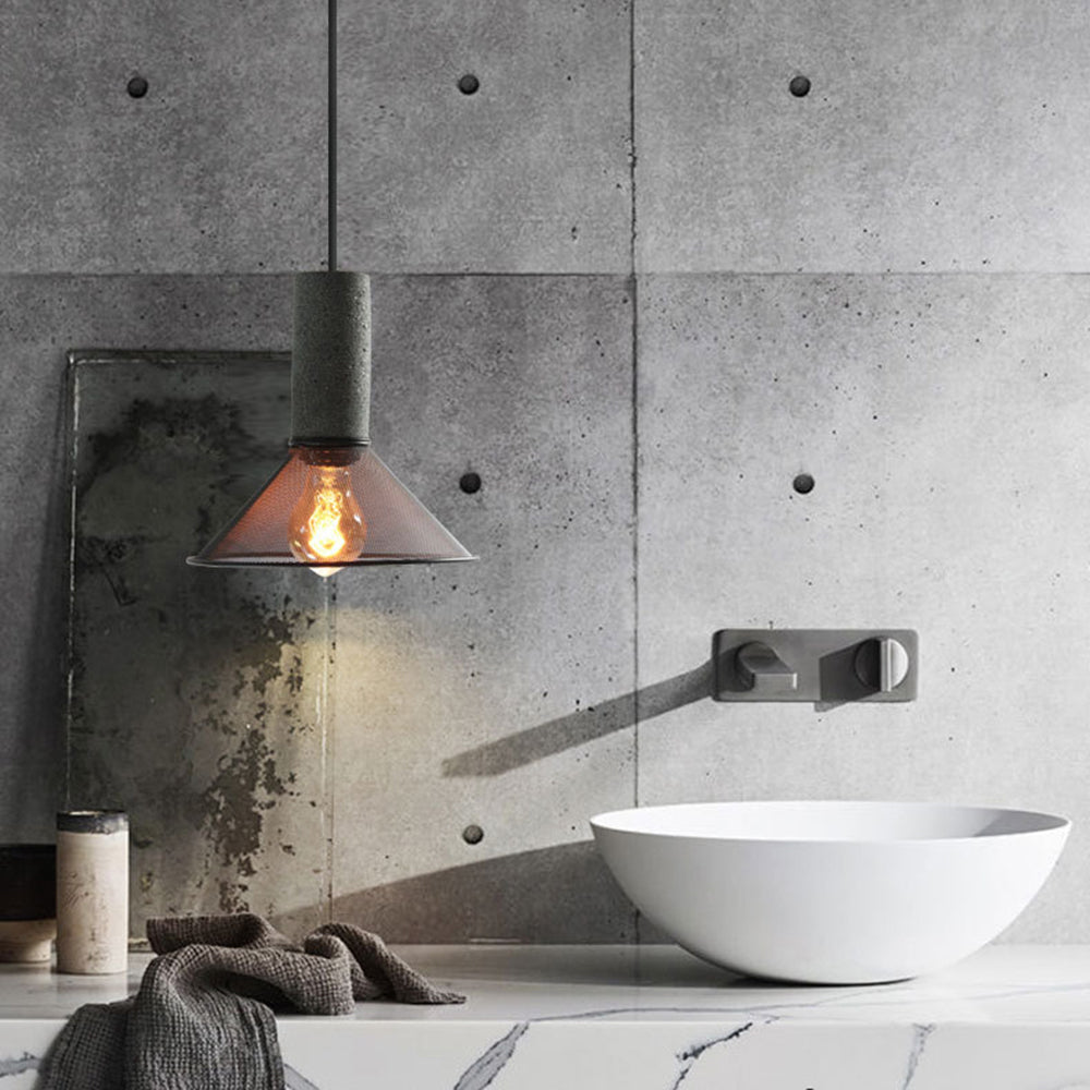 Xenith Industrial Cylindrical Pendant Light, Cement/Metal