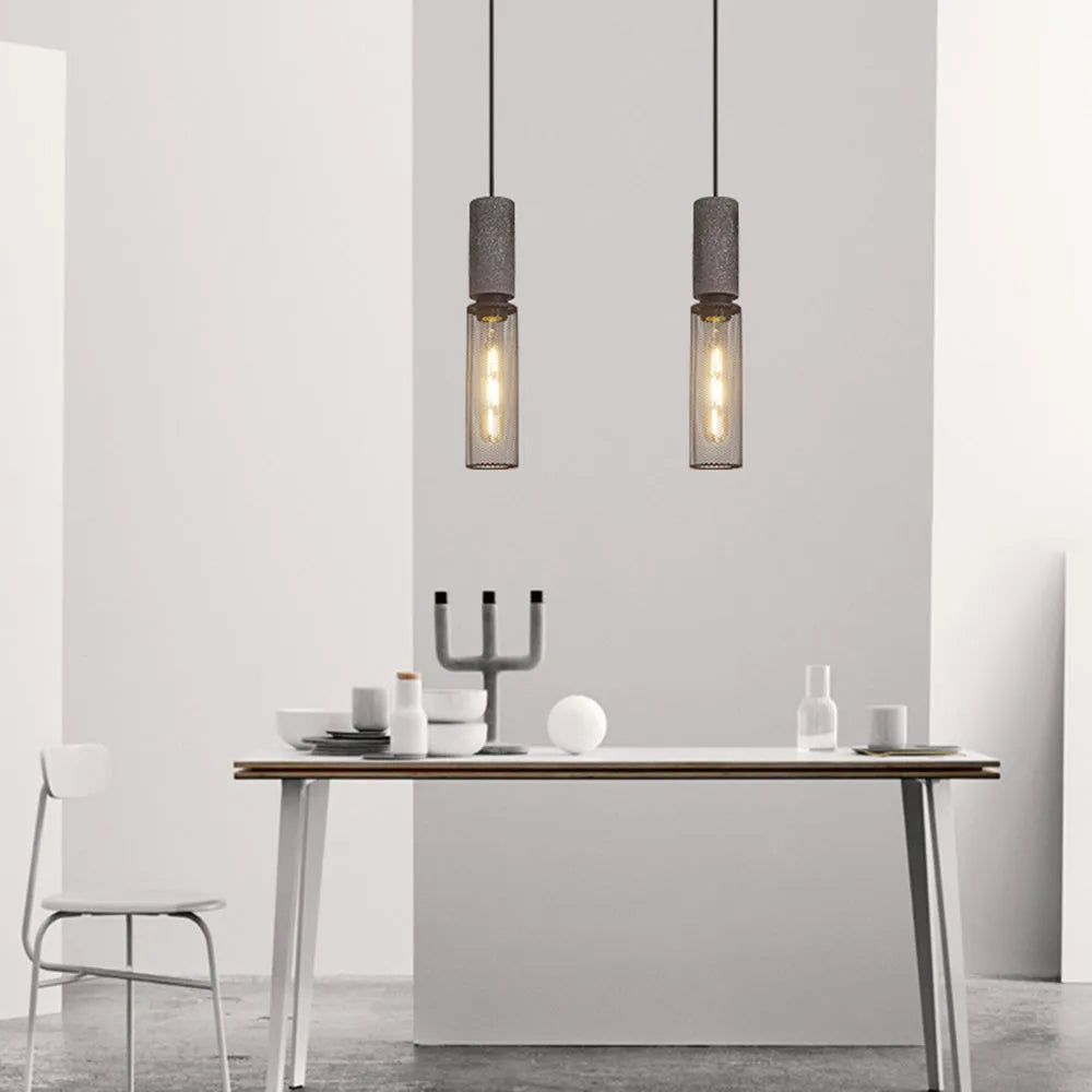 Vireth Pendant Light Industrial Cylindrical Cement/-Neutral Decor
