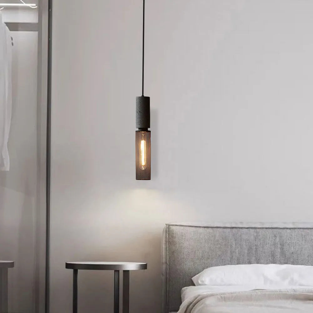 Xenith Industrial Cylindrical Pendant Light, Cement/Metal