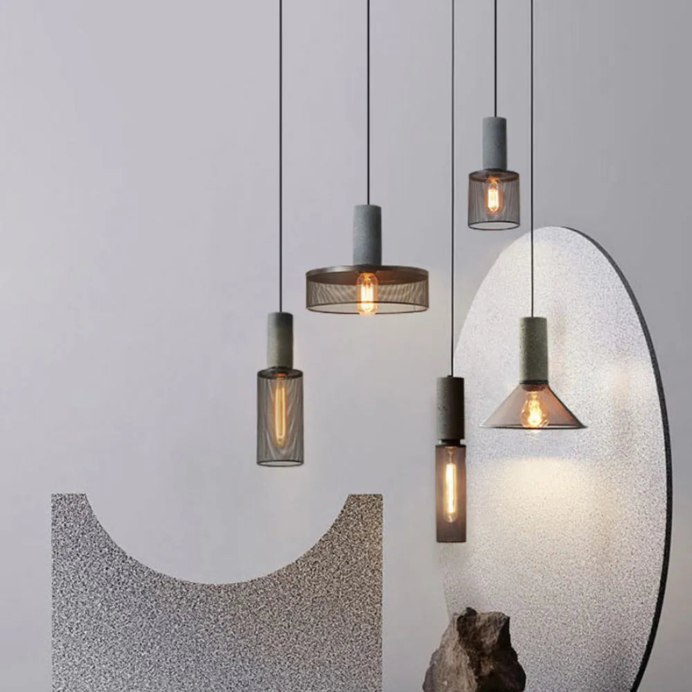 Xenith Industrial Cylindrical Pendant Light, Cement/Metal