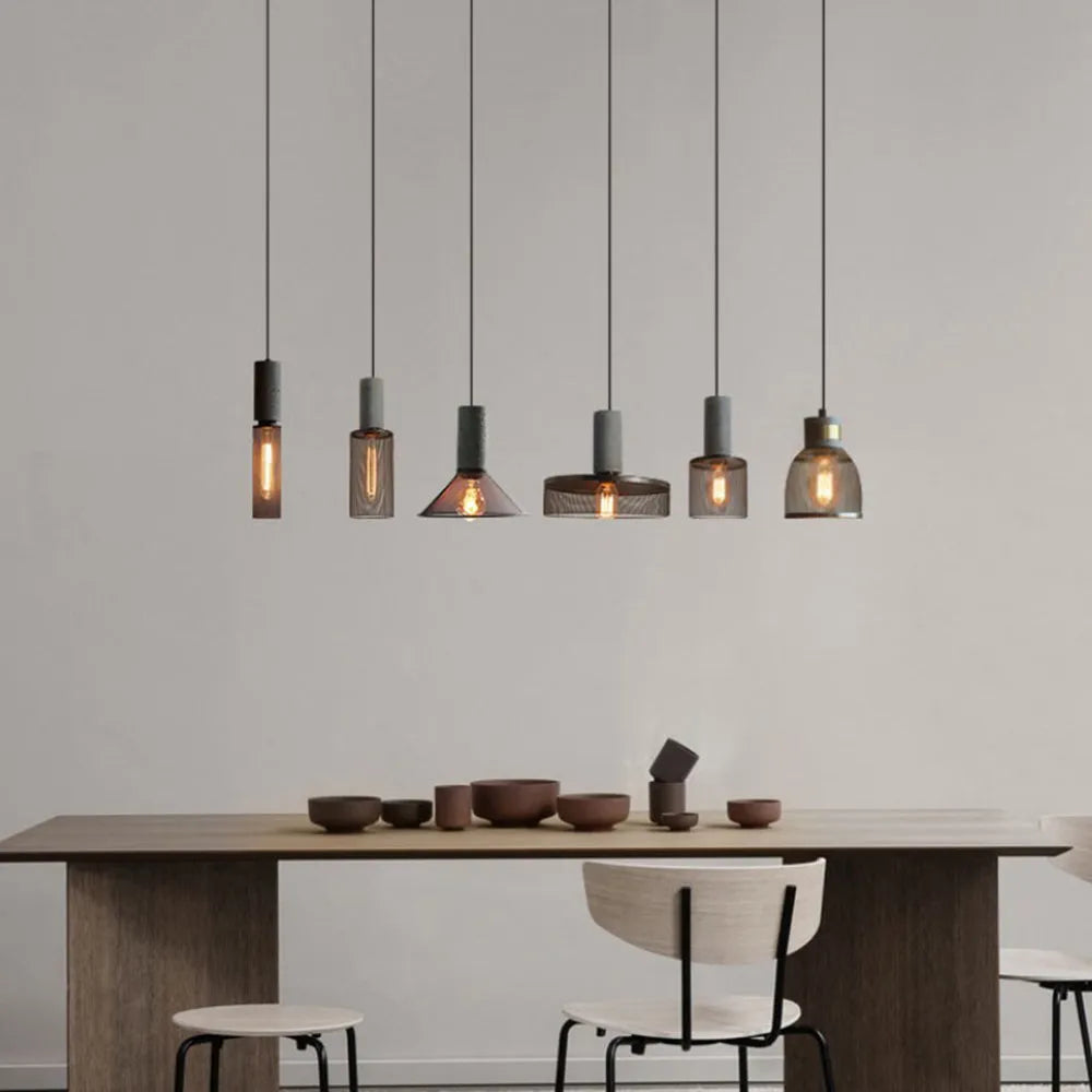 Vireth Pendant Light Industrial Cylindrical Cement/-Neutral Decor