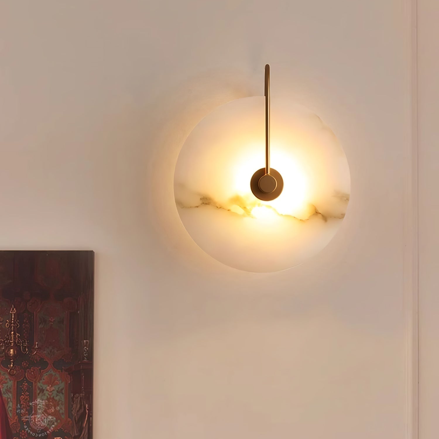Applique Murale LED en Alabastre Kristy, Ronde Iconique Circulaire