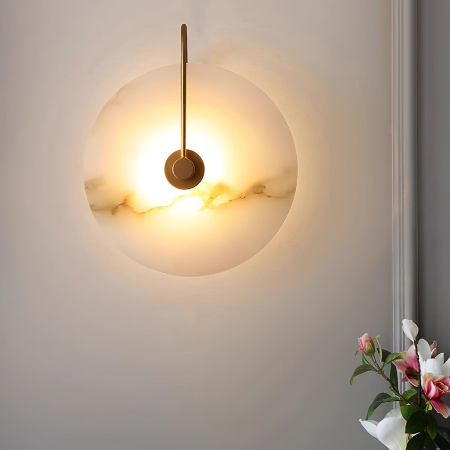 Applique Murale LED en Alabastre Kristy, Ronde Iconique Circulaire