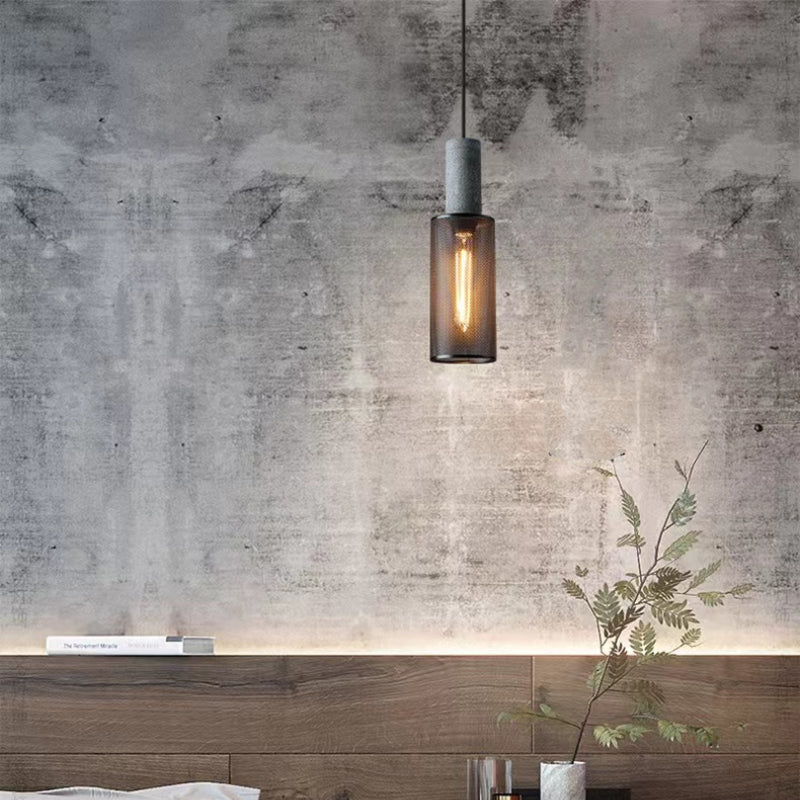 Xenith Industrial Cylindrical Pendant Light, Cement/Metal