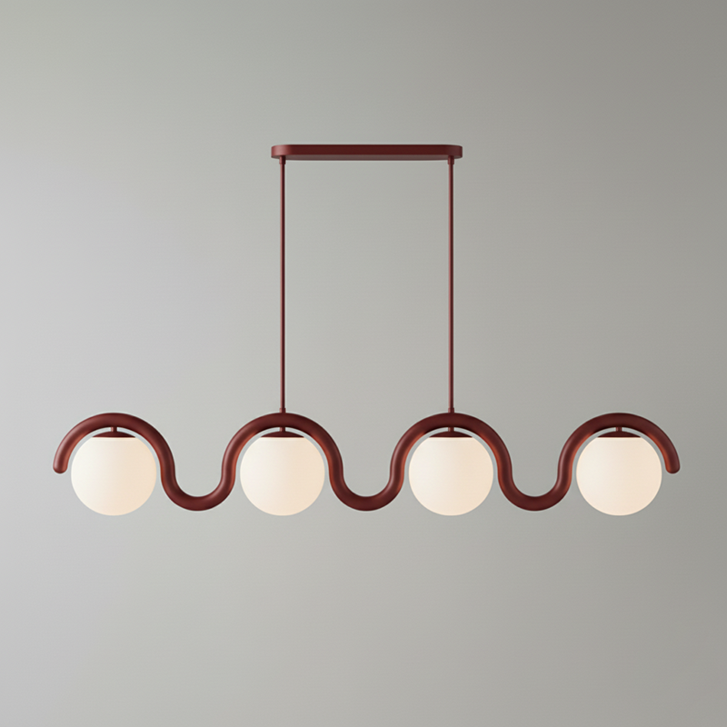 Chandelier Linéaire Uveta Rouge et Argent