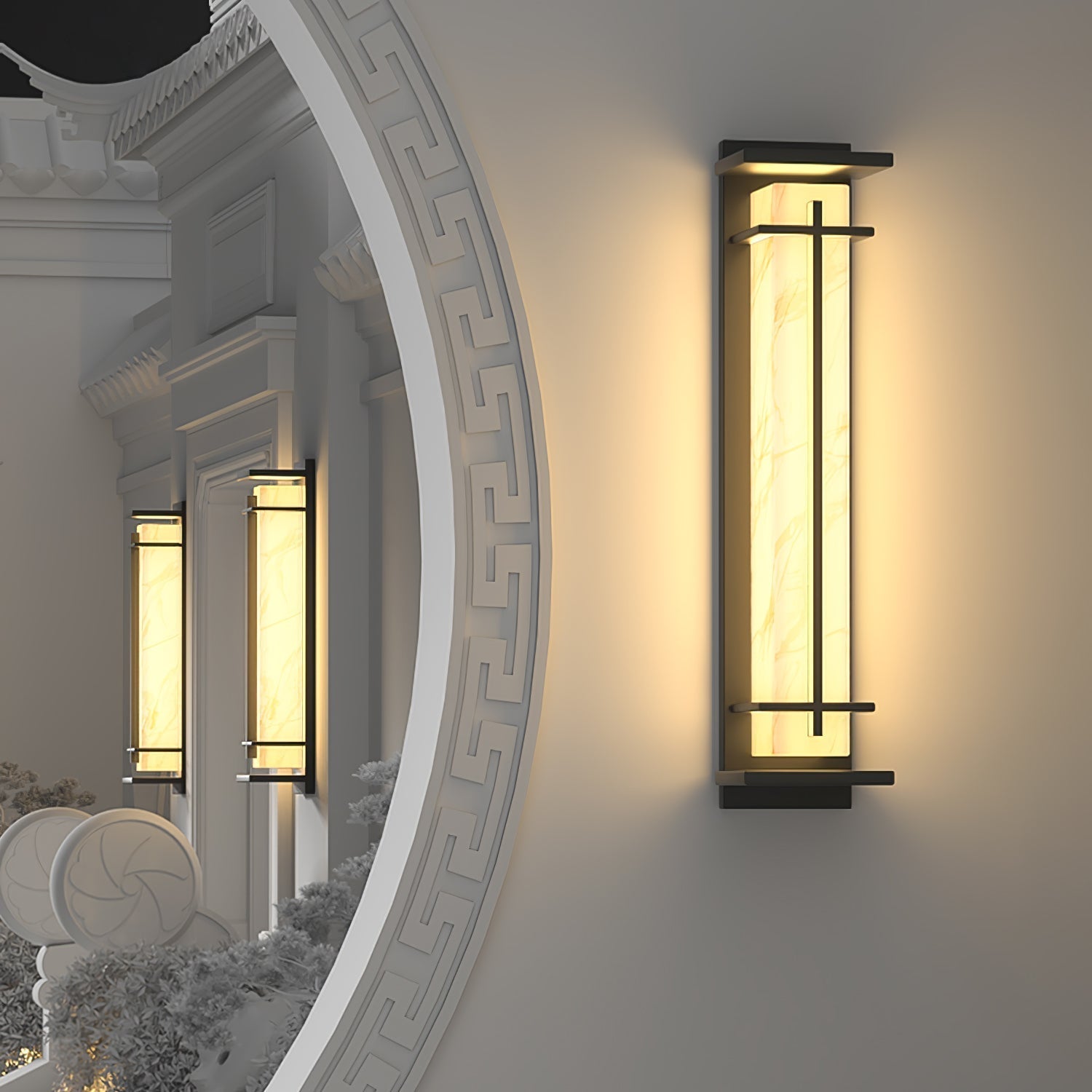 Ray Square Outdoor Wall Light  Imitation Alabaster Waterproof