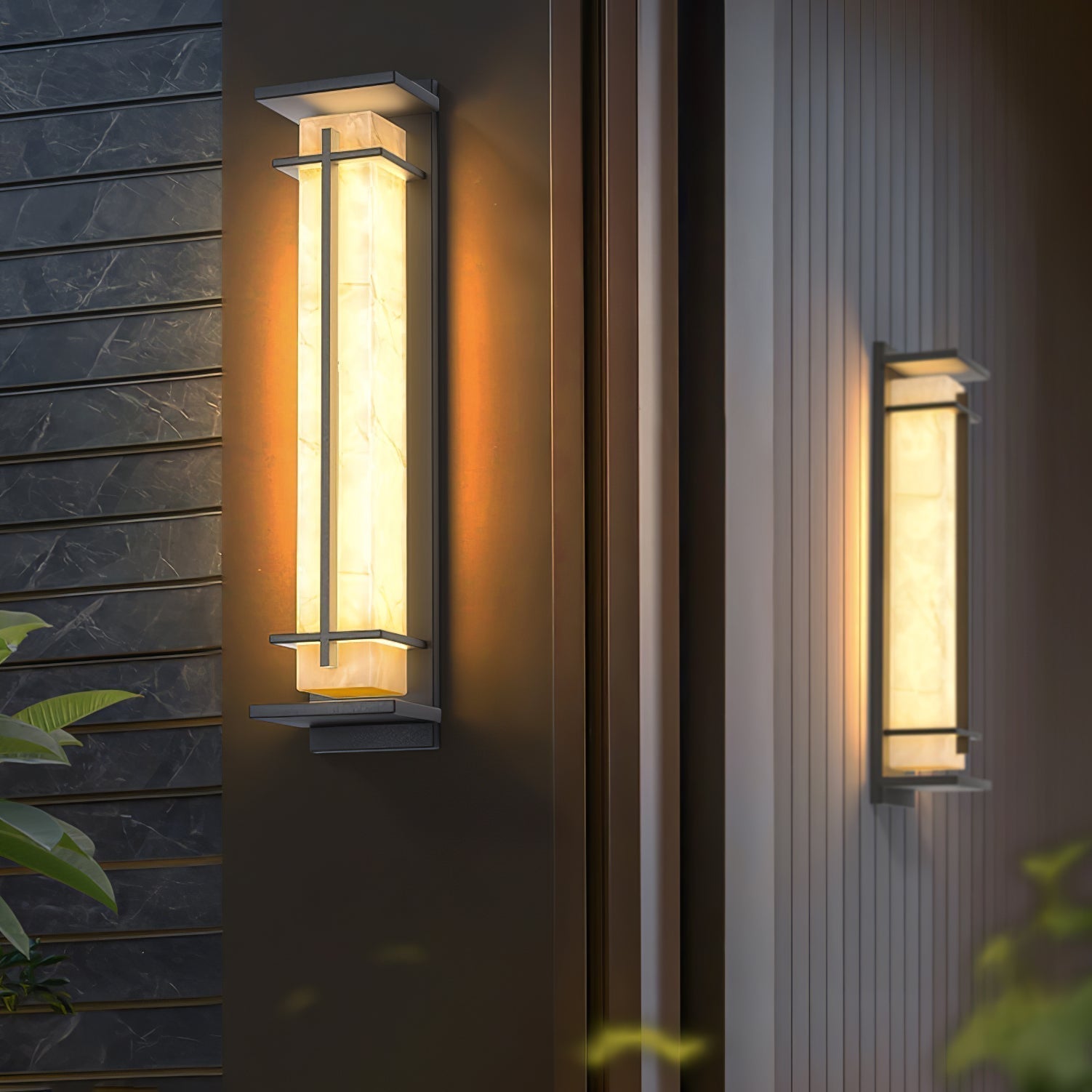 Ray Square Outdoor Wall Light  Imitation Alabaster Waterproof