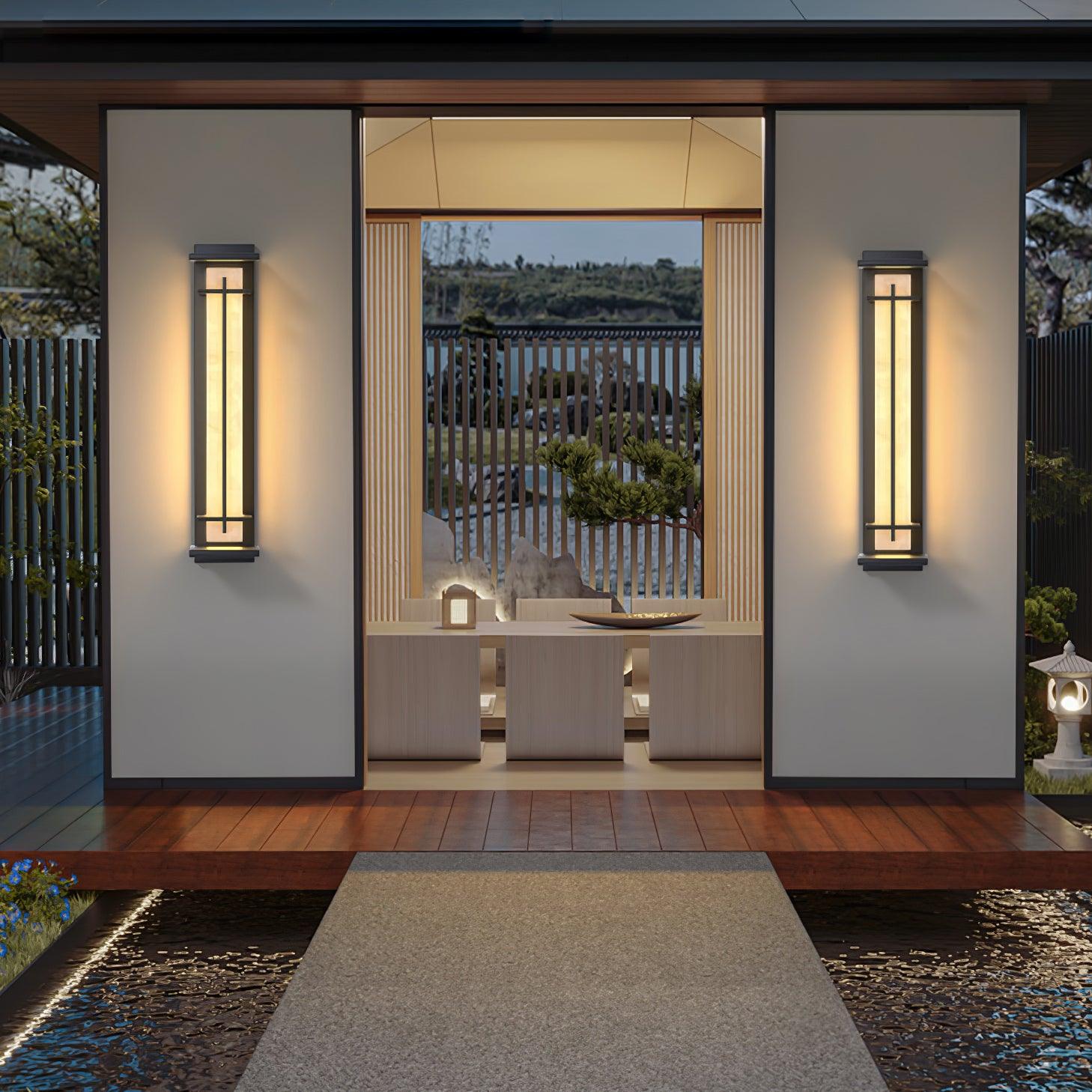 Ray Square Outdoor Wall Light  Imitation Alabaster Waterproof
