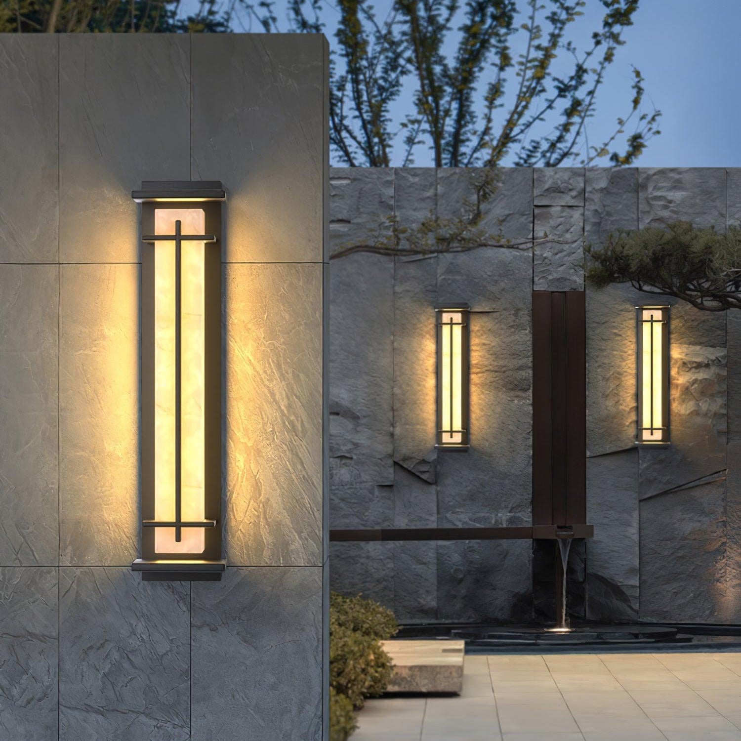 Ray Square Outdoor Wall Light  Imitation Alabaster Waterproof