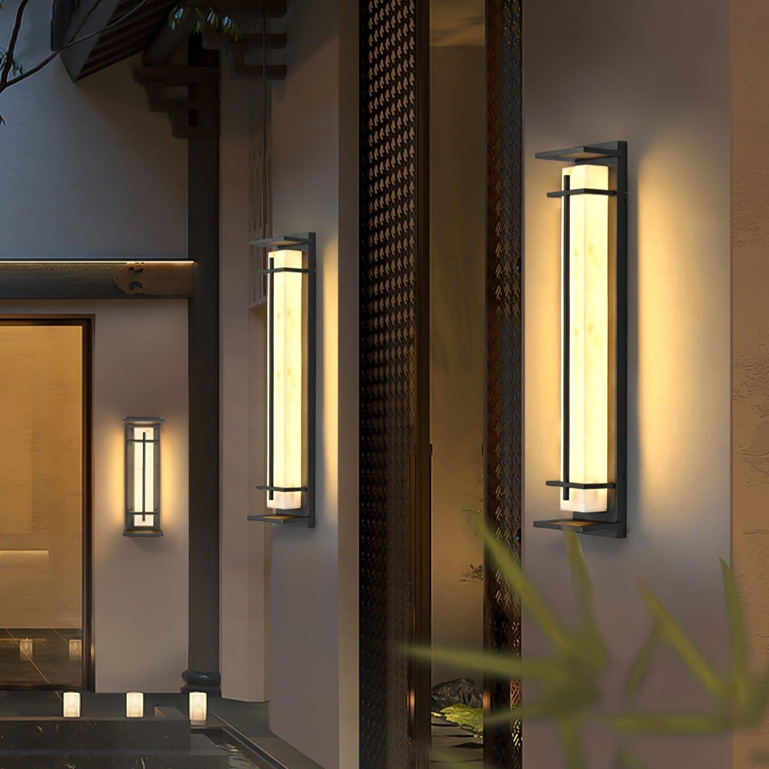 Ray Square Outdoor Wall Light  Imitation Alabaster Waterproof