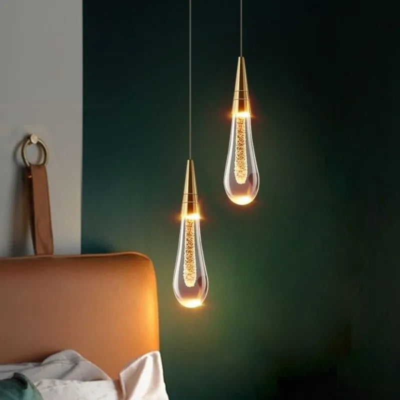 Eloria Pendant Light Crystal Glass Droplet Gold-Neutral Decor